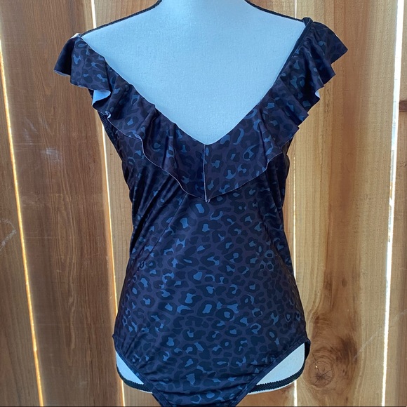 Free Press Ruffle Leopard Print One Piece Swimsuit - Picture 1 of 7